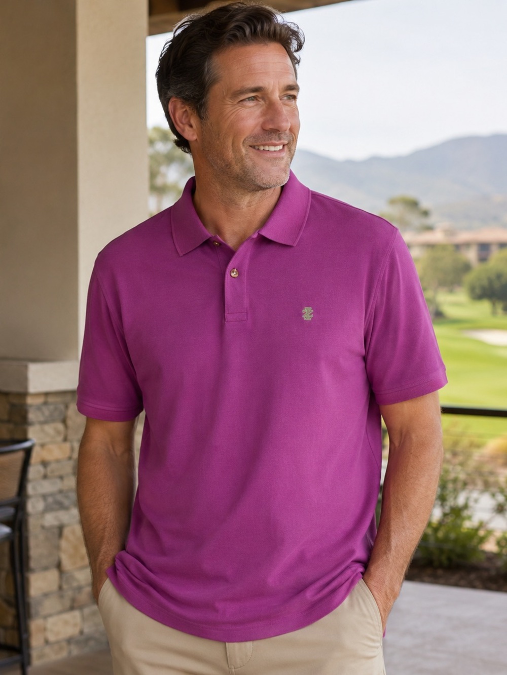Izod Men's Polo Shirt in Magenta